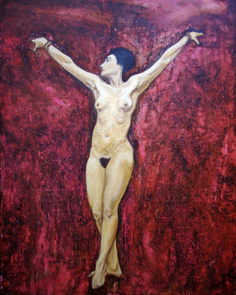 femme en croix